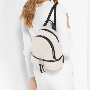 Michael Kors Rhea Small Shearling and Leather Backpack